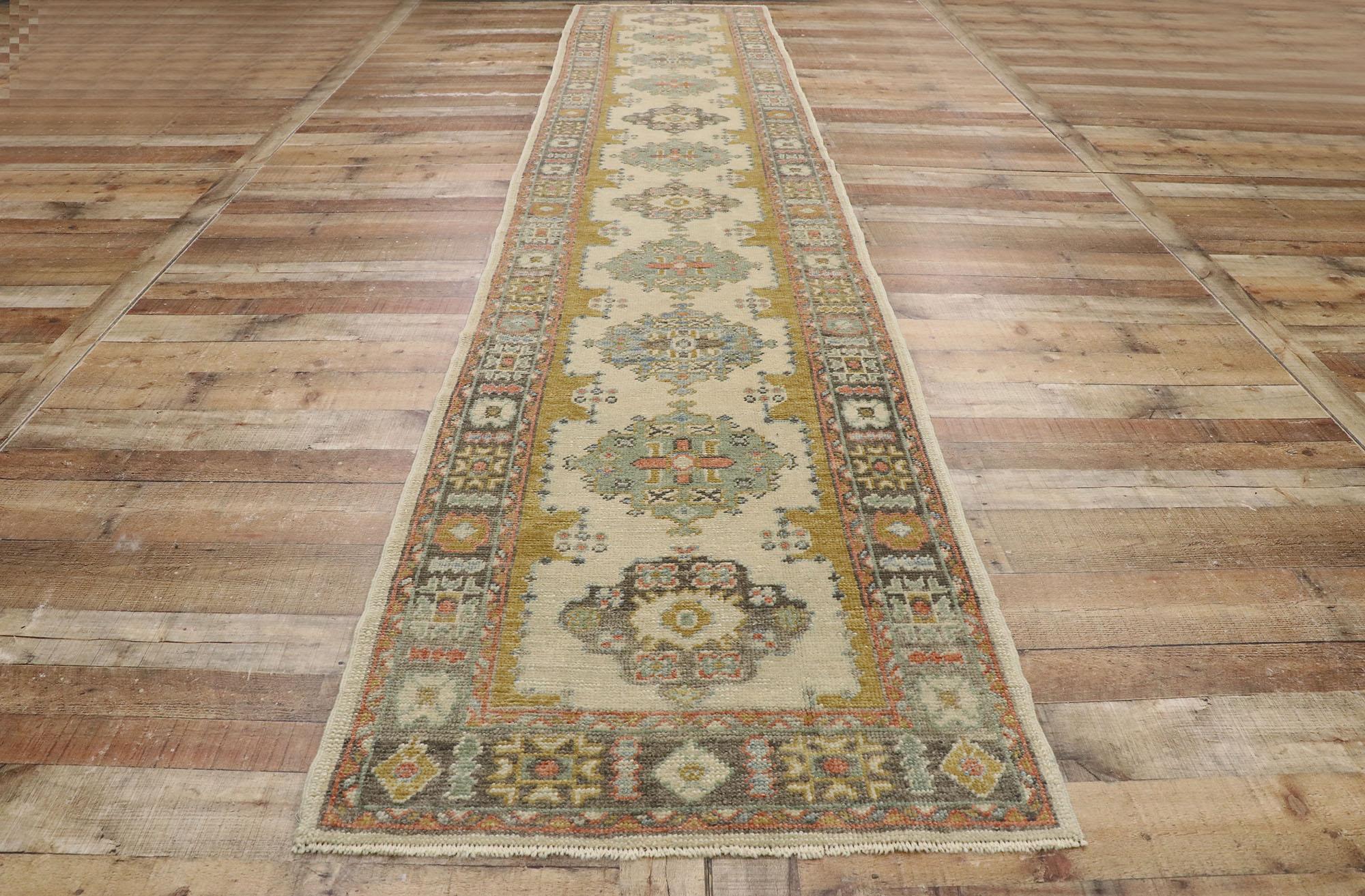 New Contemporary Turkish Oushak Runner with Transitional Modern Style For Sale 3