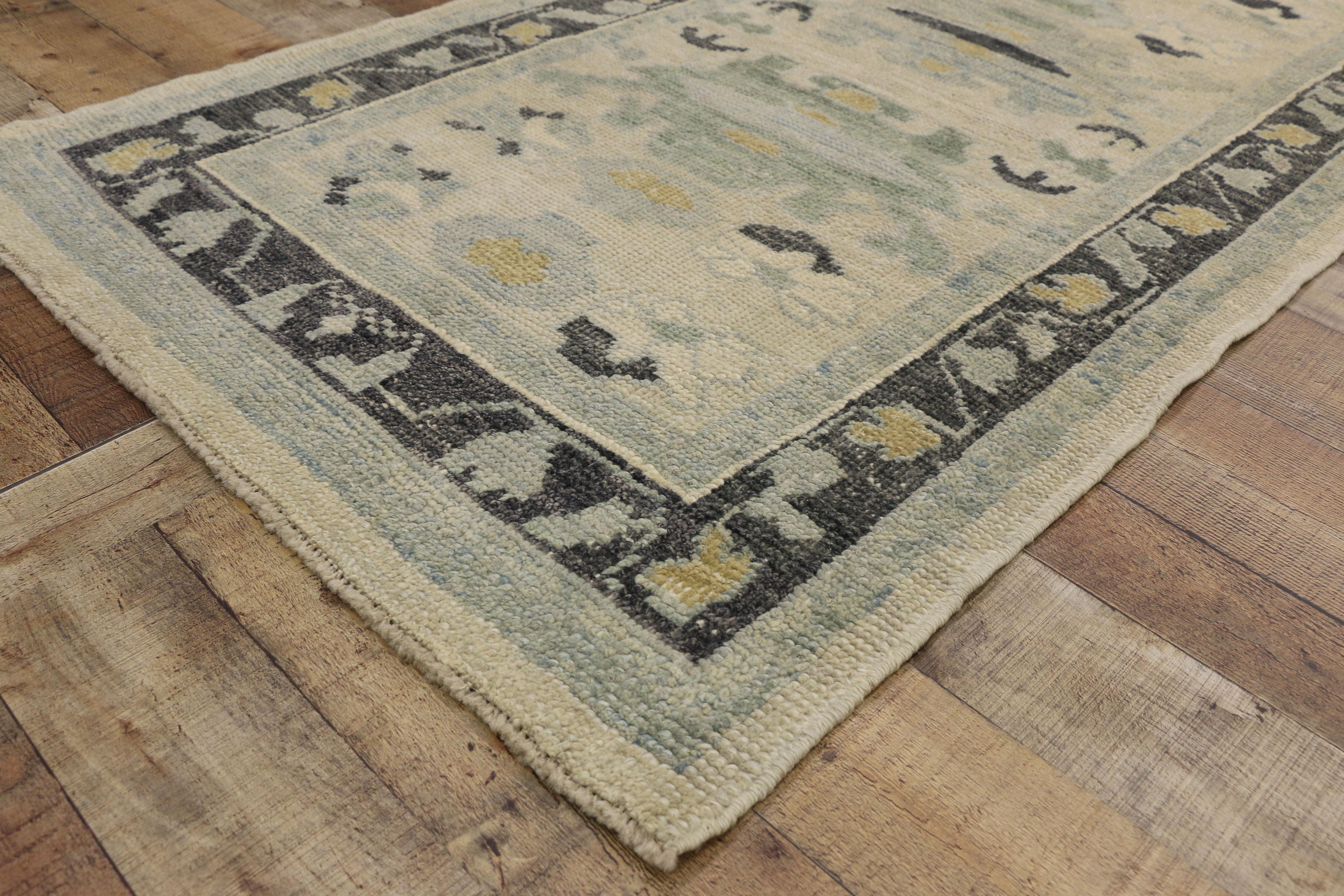 New Contemporary Turkish Oushak Runner with Transitional Style 3