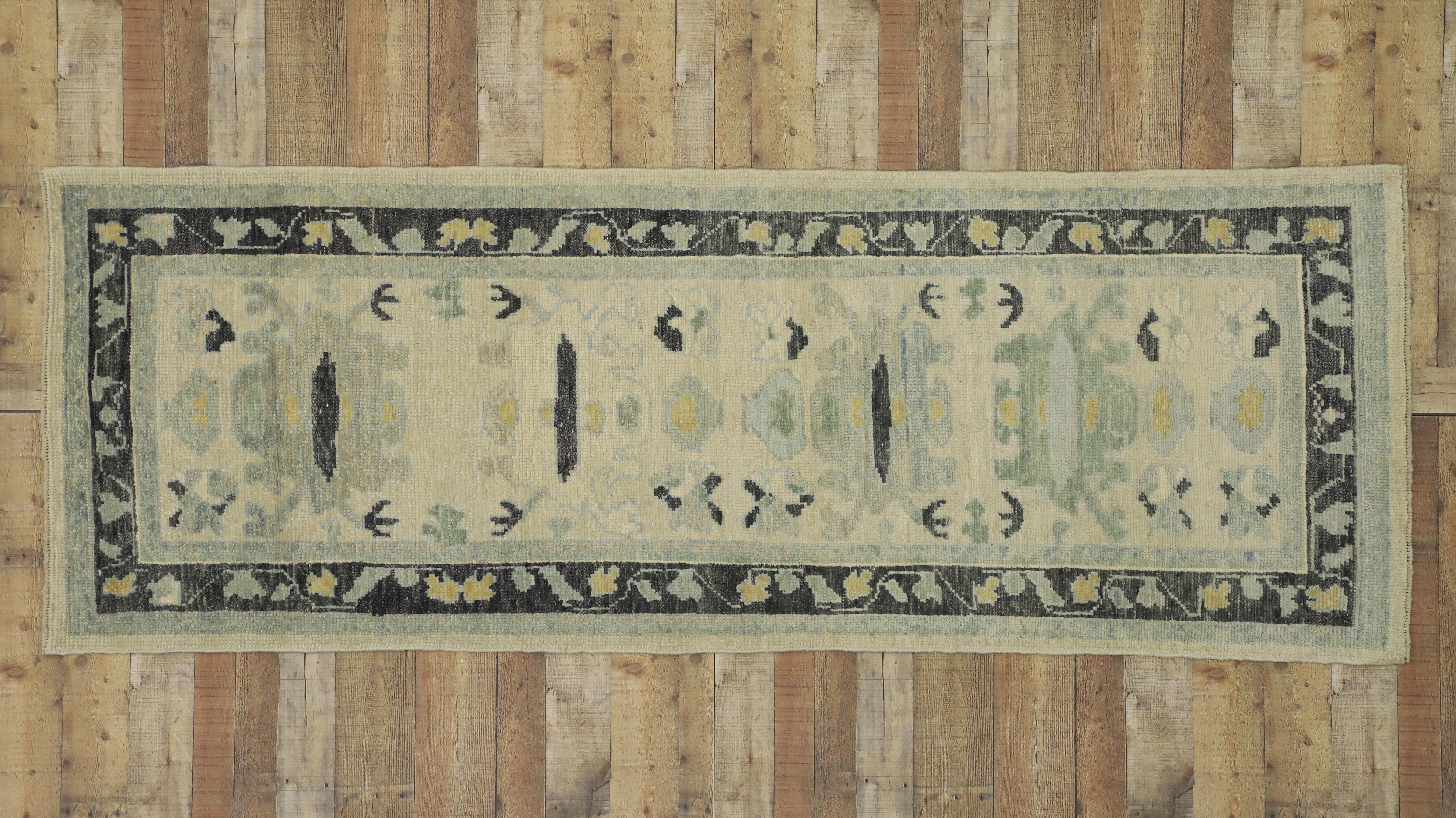 New Contemporary Turkish Oushak Runner with Transitional Style 5