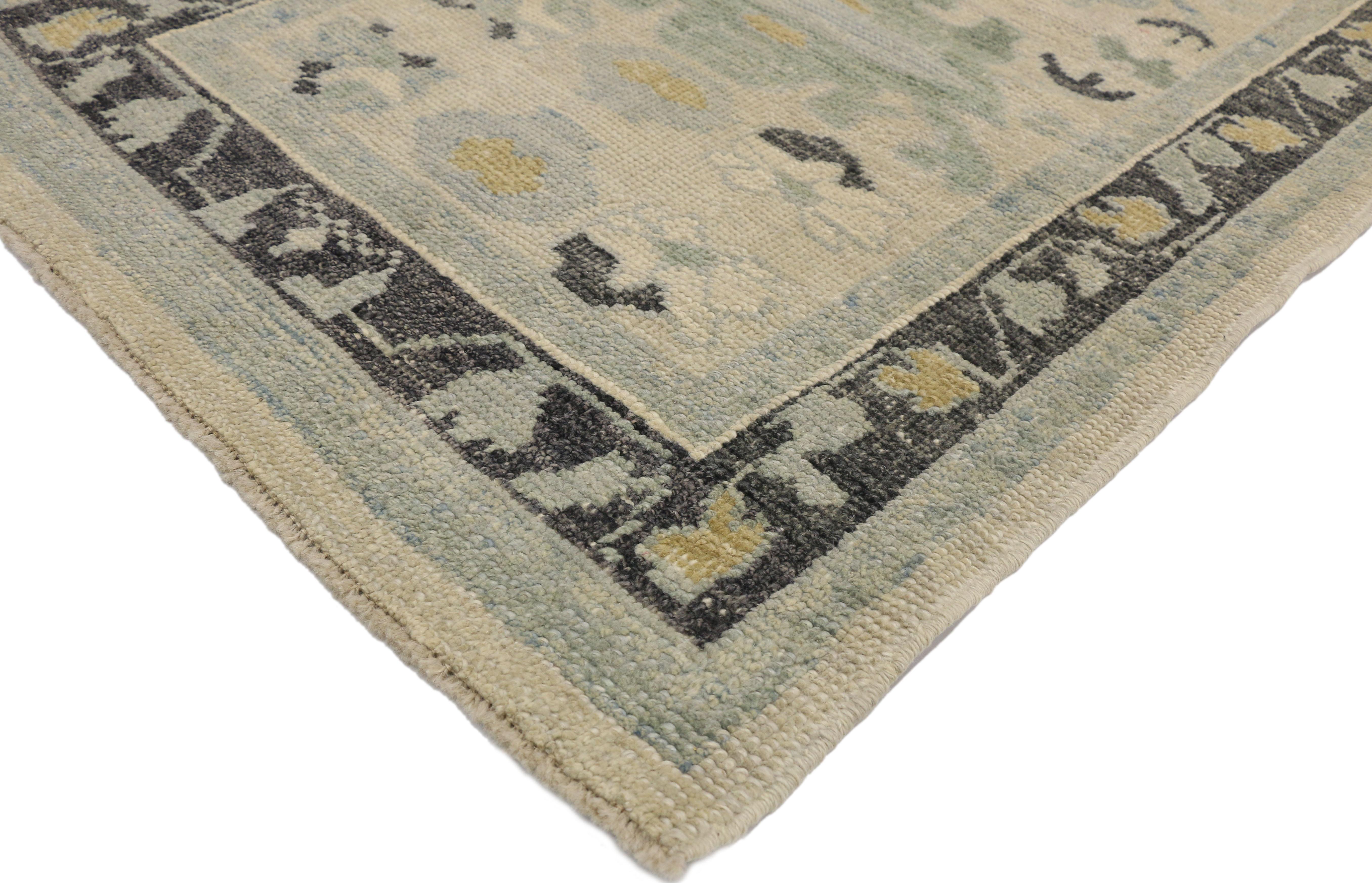 New Contemporary Turkish Oushak Runner with Transitional Style In New Condition In Dallas, TX