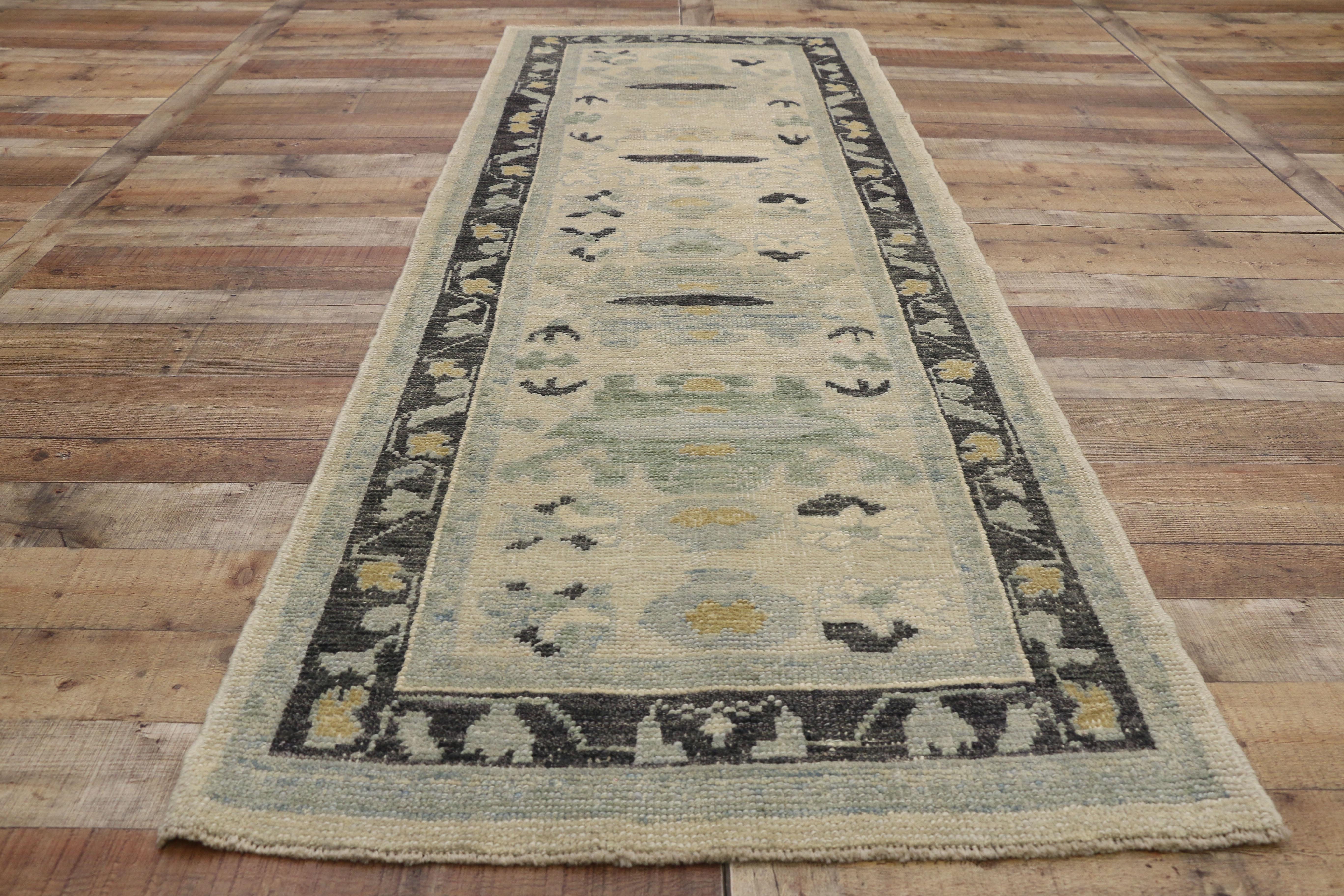 New Contemporary Turkish Oushak Runner with Transitional Style 4