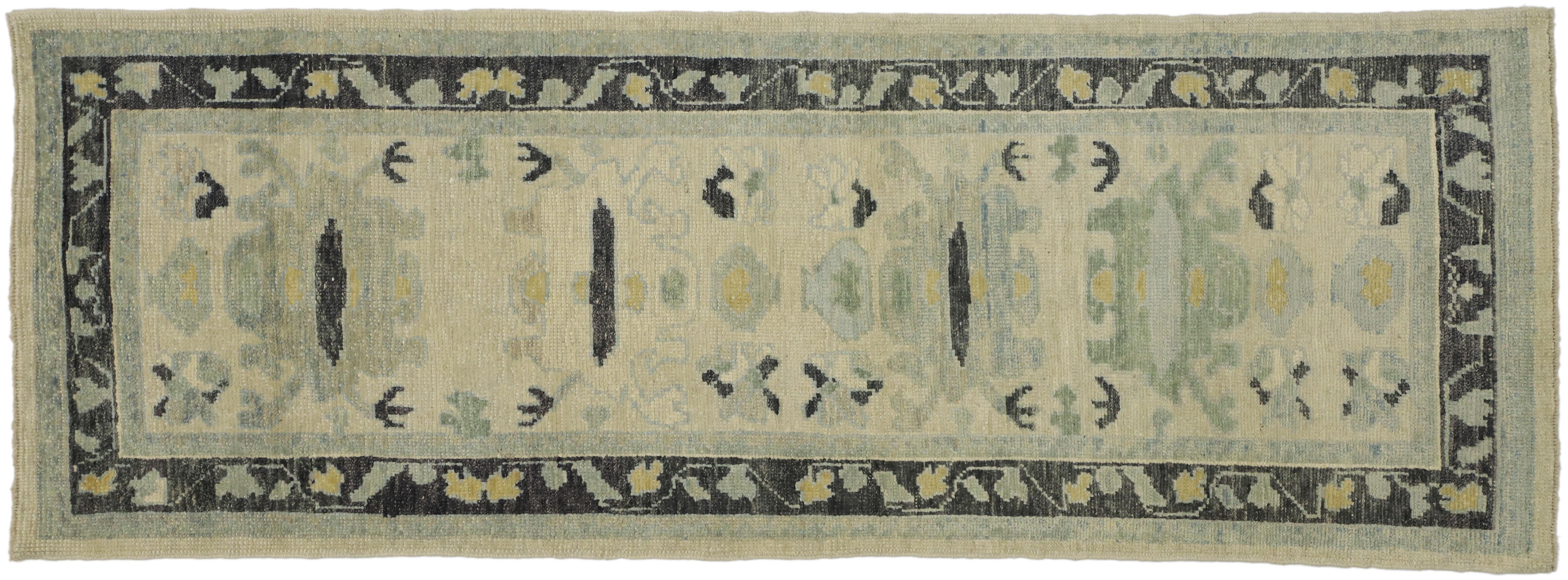 New Contemporary Turkish Oushak Runner with Transitional Style 6