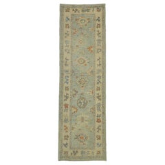 New Contemporary Turkish Oushak Runner with Transitional Style