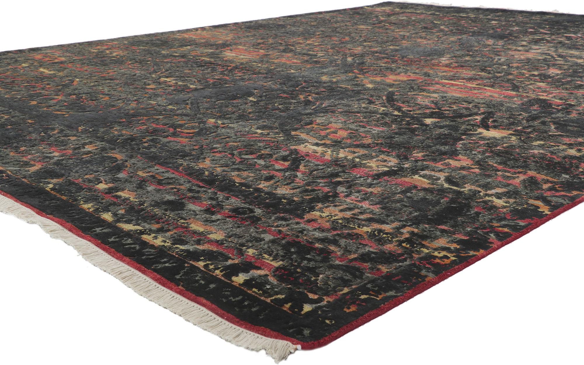 30710 new contemporary vintage style distressed high-low rug 09'00 x 12'00. Showcasing a modern style and raised design with incredible detail and texture, this hand knotted wool contemporary textured rug is a captivating vision of woven beauty. The