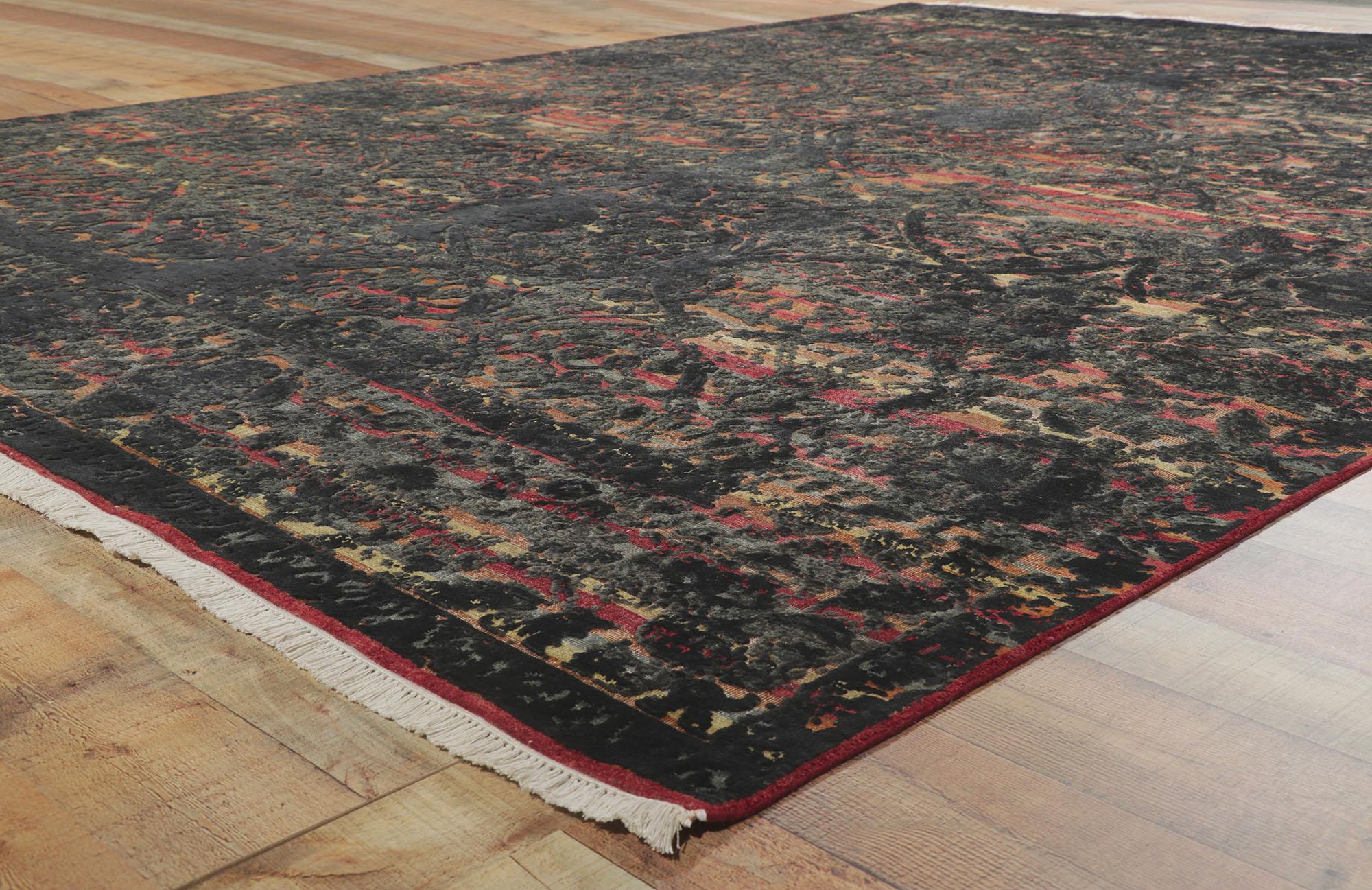 New Contemporary Vintage Style Distressed High-Low Rug In New Condition For Sale In Dallas, TX
