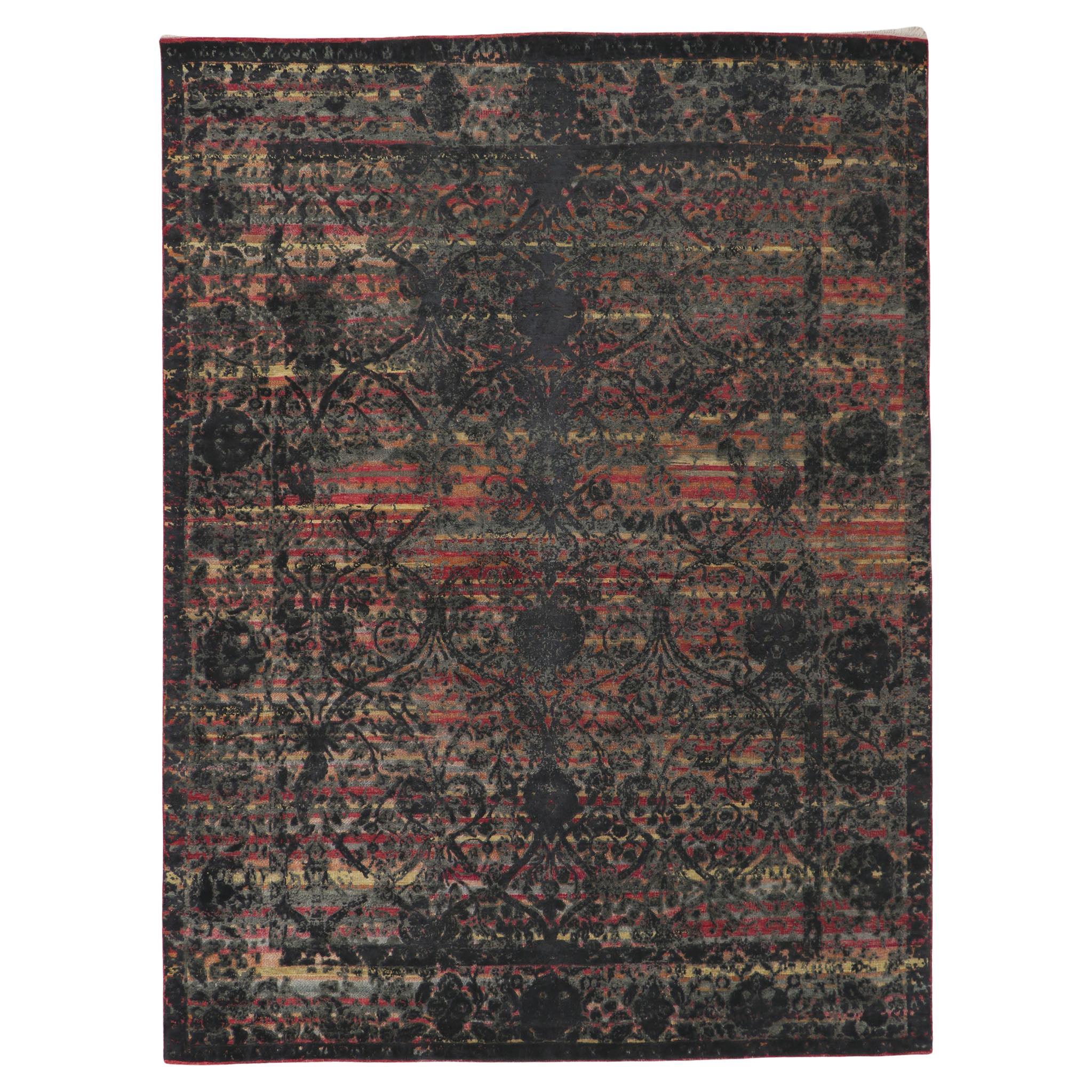 New Contemporary Vintage Style Distressed High-Low Rug For Sale