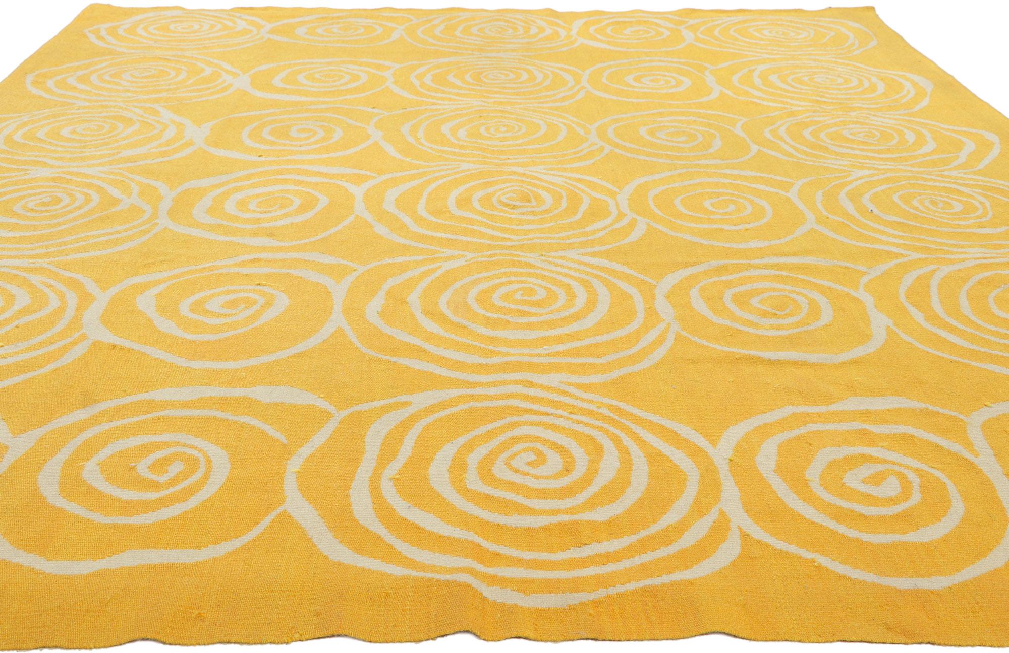 Modern New Contemporary Yellow Kilim Rug For Sale