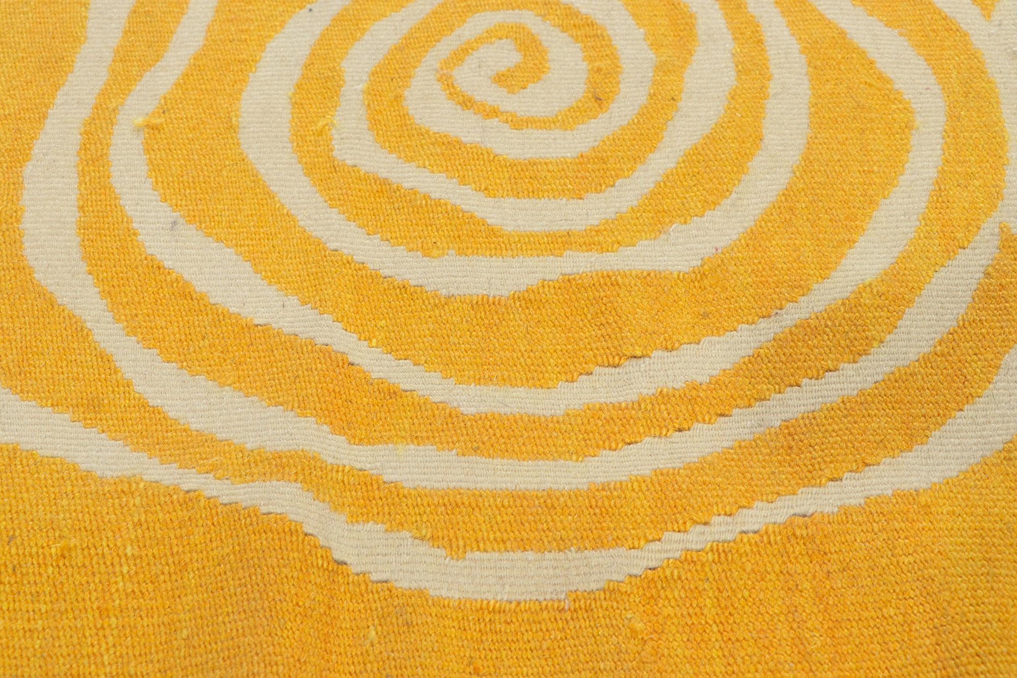 Wool New Contemporary Yellow Kilim Rug For Sale