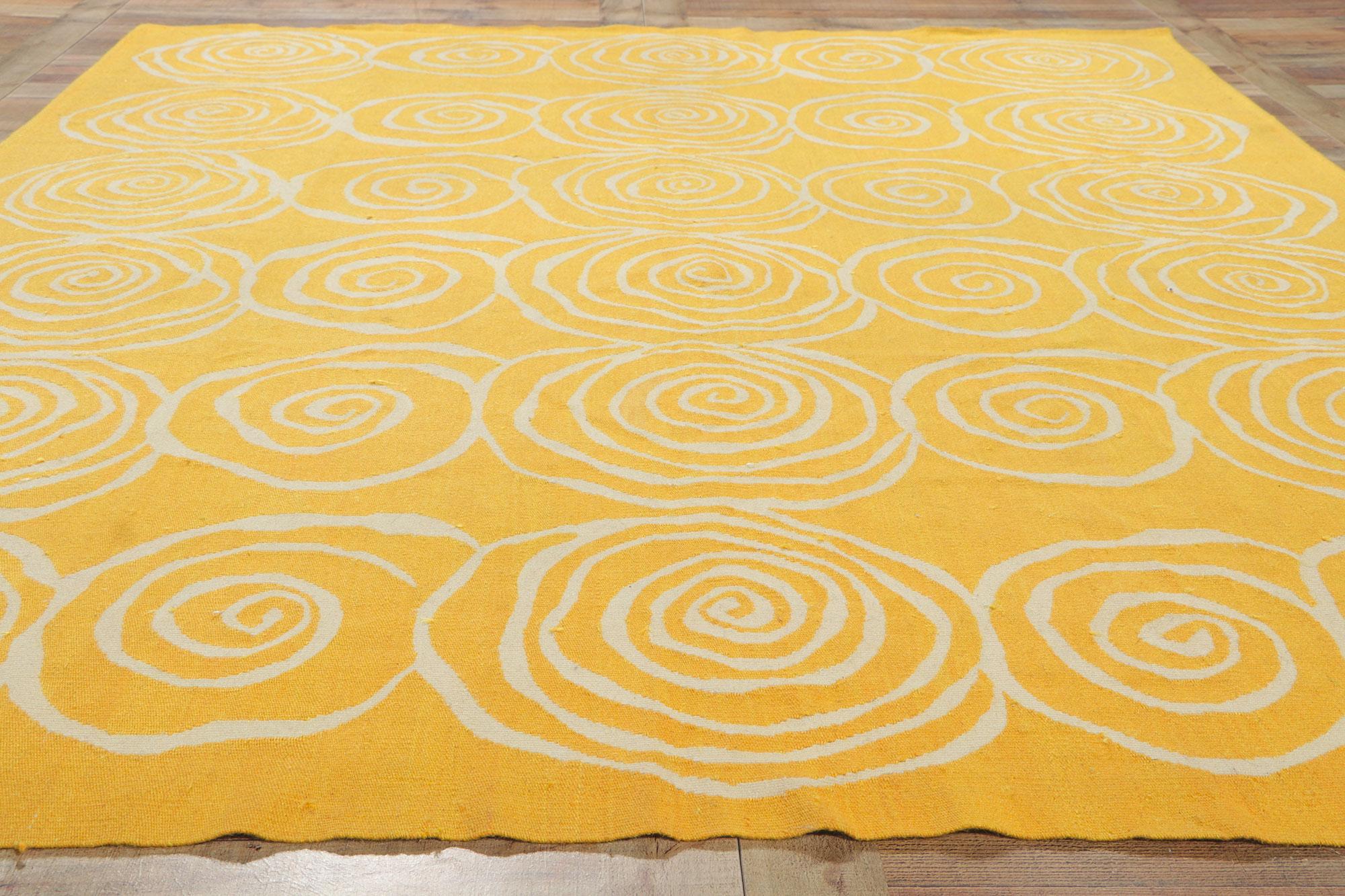 Nueva Alfombra Kilim Amarilla Contemporánea Siglo XXI y contemporáneo en venta
