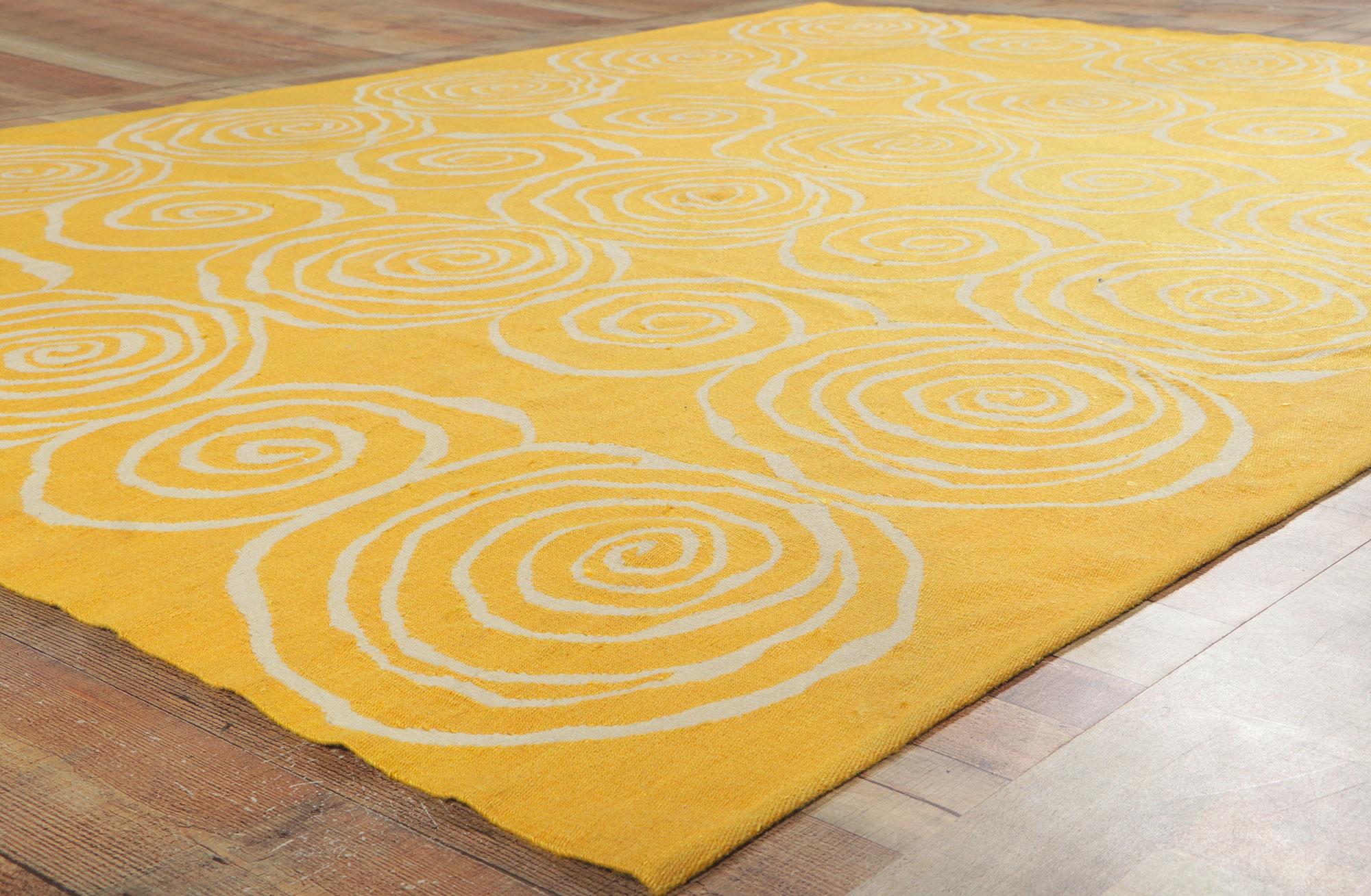Nueva Alfombra Kilim Amarilla Contemporánea Lana en venta