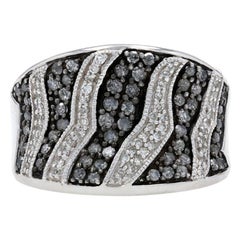 New Contoured Diamond Ring, Sterling Silver 6 3/4 Animal Print Pattern .78ctw