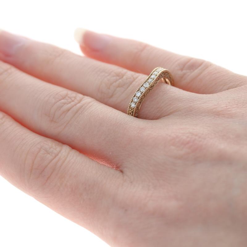 Contoured Diamond Wedding Band 14k Yellow Gold Ring Guard .22ctw In New Condition In Greensboro, NC