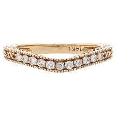 Contoured Diamond Wedding Band 14k Yellow Gold Ring Guard .22ctw