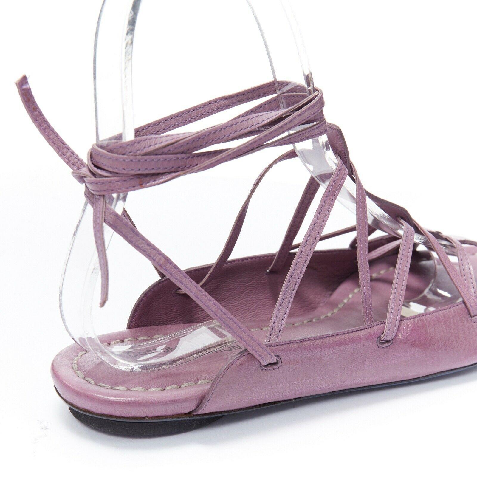 new COSTUME NATIONAL purple flat lace up wrap ankle flat sandals shoes EU39 US9 1