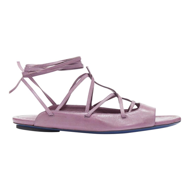 new COSTUME NATIONAL purple flat lace up wrap ankle flat sandals shoes EU39  US9 at 1stDibs | purple flat shoes, purple flat sandals, purple sandals flat