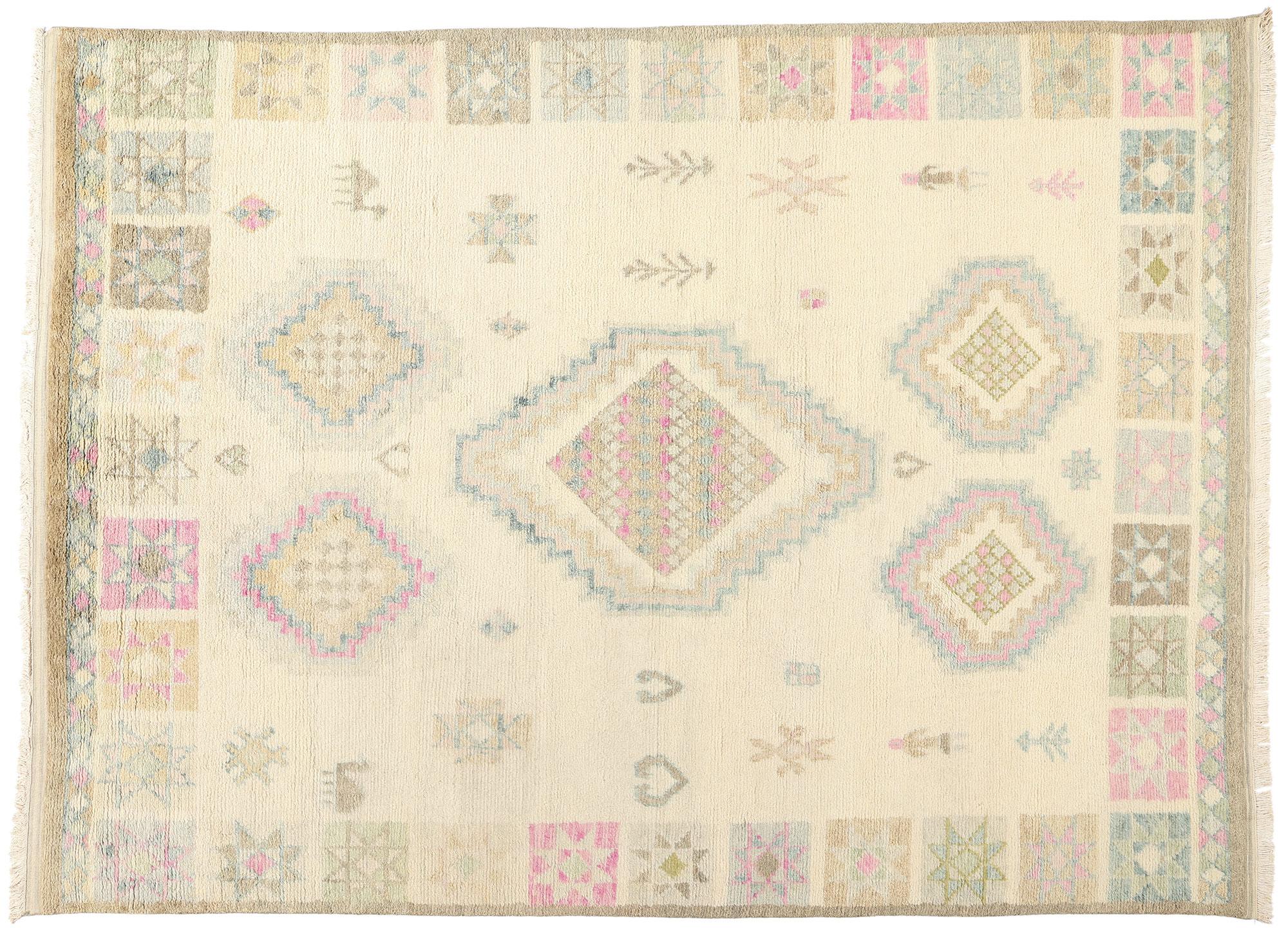New Cozy Bohemian Diamond Contemporary Moroccan Area Rug (tapis marocain douillet à diamants) en vente 2