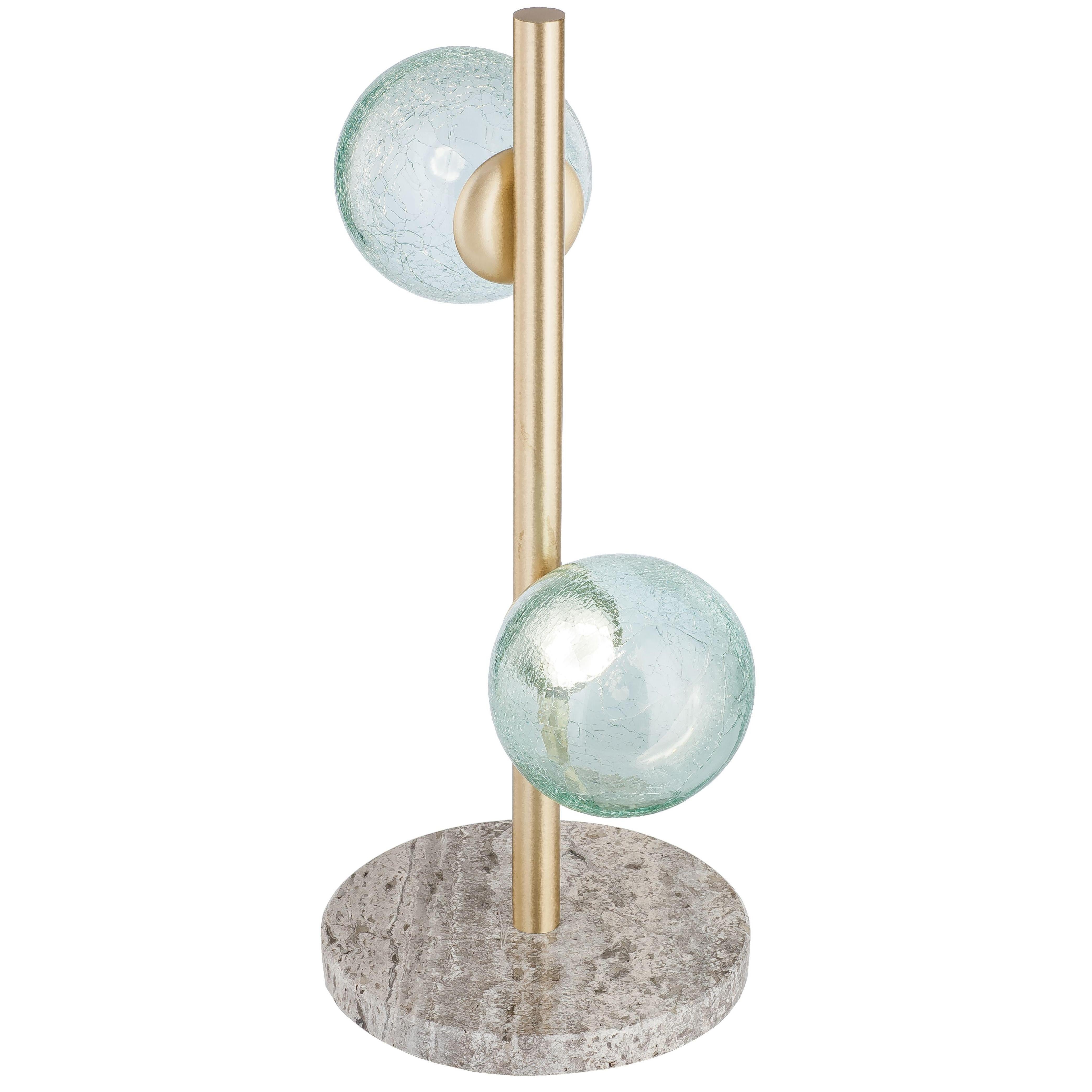 Nuova lampada da tavolo scultura fatta a mano "Craquele/T" con vetro artistico in vendita