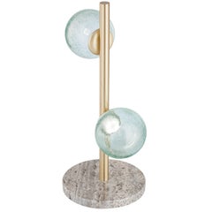 New "Craquele/T" Handmade Sculpture Table Lamp with Art Glass