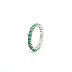 New Crieri 18k White Gold Black Rhodium Top 1ctw Emerald Eternity Band Ring sz7
