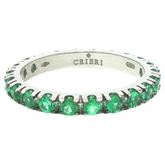 New Crieri 18k White Gold Black Rhodium Top 1ctw Emerald Eternity Band Ring sz7