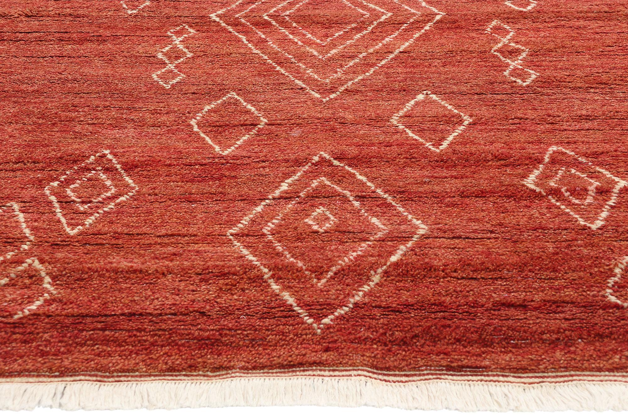 Indian New Crimson Desert Oasis Modern Moroccan Rug, 08'03 x 09'09 For Sale