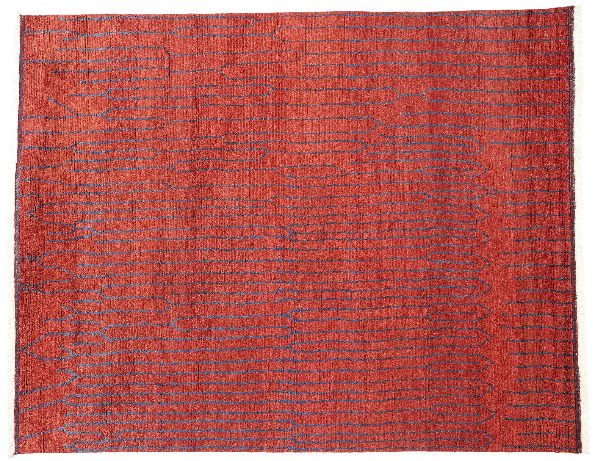 New Crimson Enchantment Contemporary Abstract Moroccan Rug For Sale 3