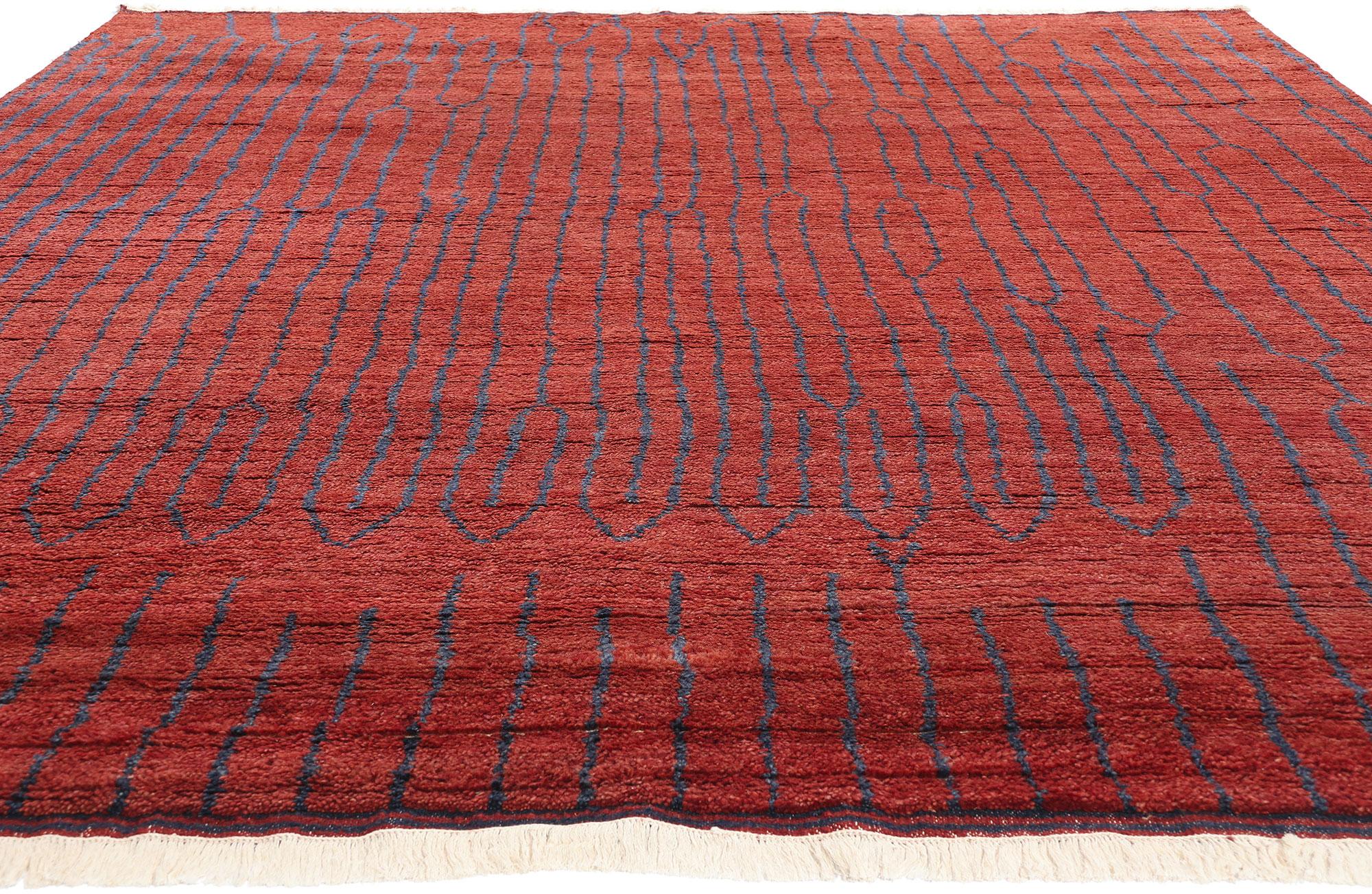 Expressionist New Crimson Enchantment Contemporary Abstract Moroccan Rug For Sale