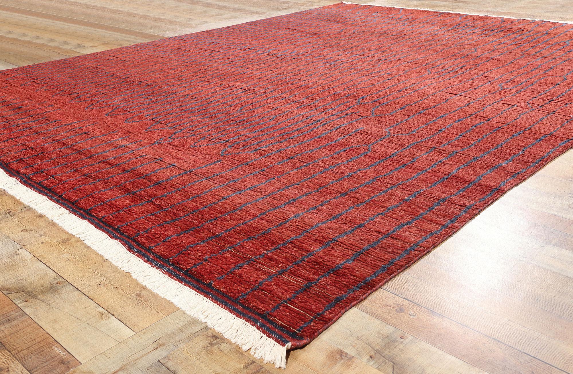 Wool New Crimson Enchantment Contemporary Abstract Moroccan Rug For Sale