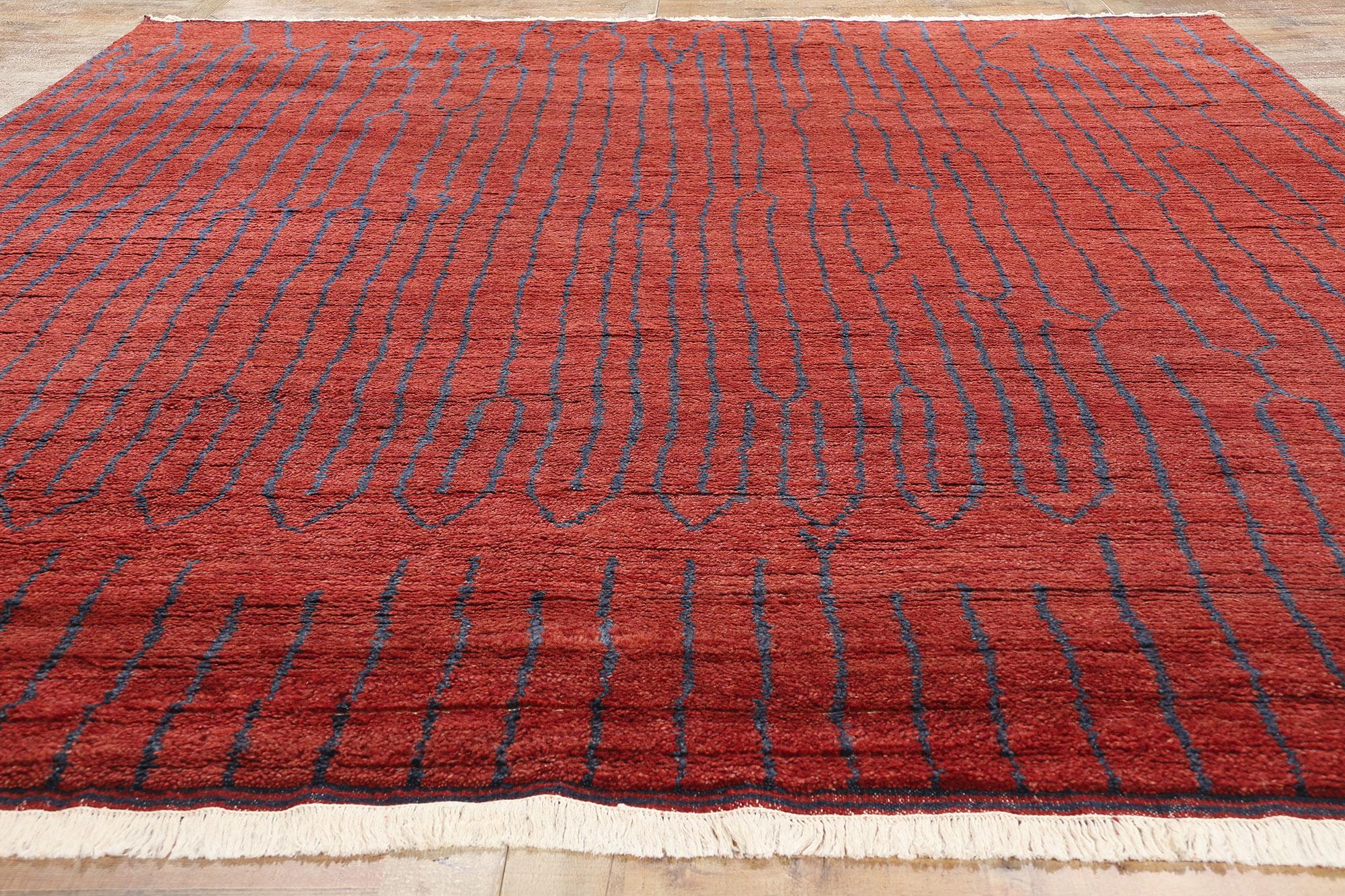 New Crimson Enchantment Contemporary Abstract Moroccan Rug For Sale 1