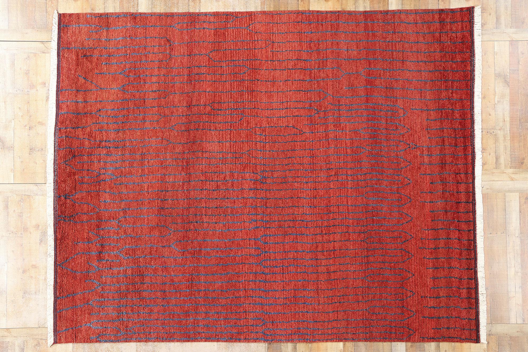 New Crimson Enchantment Contemporary Abstract Moroccan Rug For Sale 2