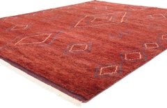 New Crimson Nomad Modern Red Moroccan Rug, 08'01 x 10'00
