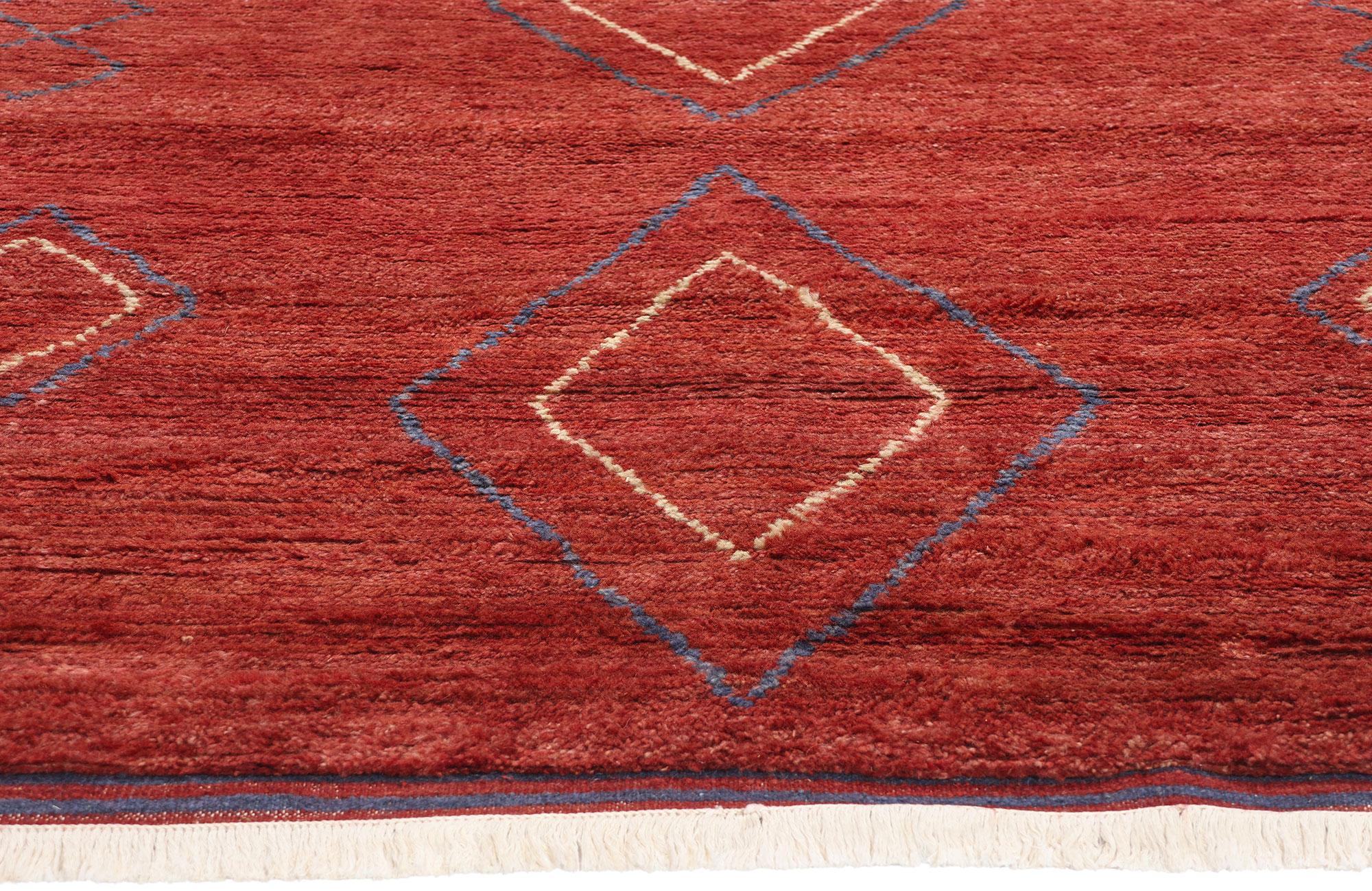 Indien Tapis marocain rouge moderne Crimson Nomad, 08'01 x 10'00 en vente