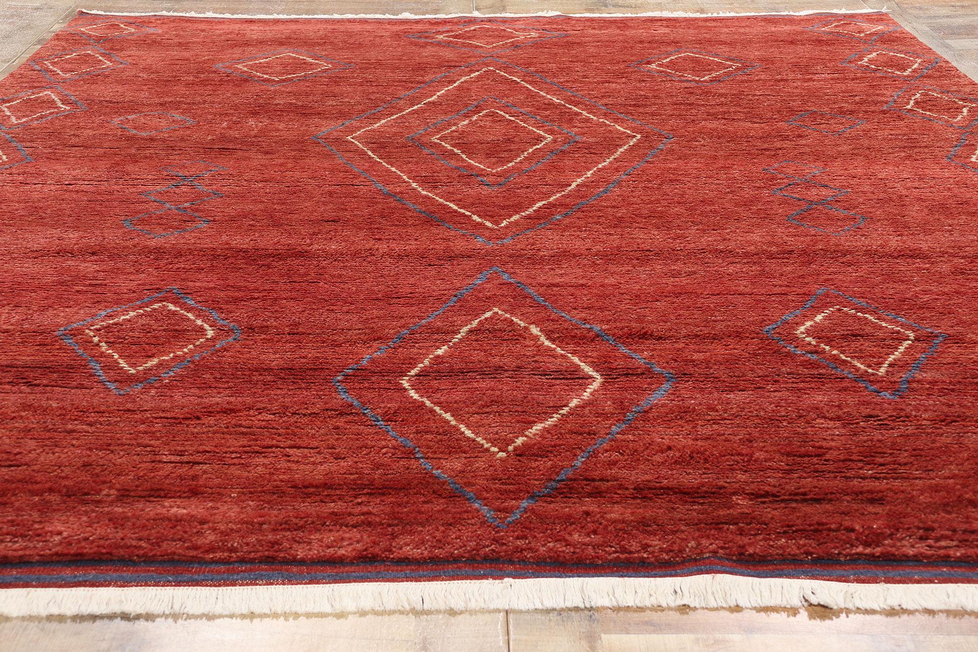 Laine Tapis marocain rouge moderne Crimson Nomad, 08'01 x 10'00 en vente