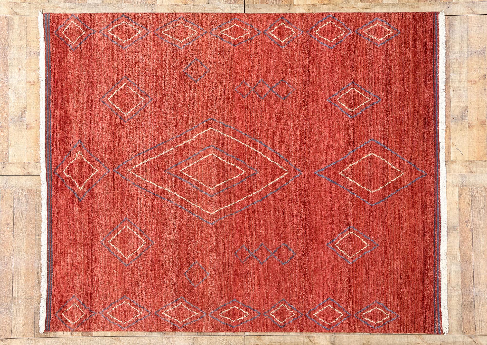 Tapis marocain rouge moderne Crimson Nomad, 08'01 x 10'00 en vente 1