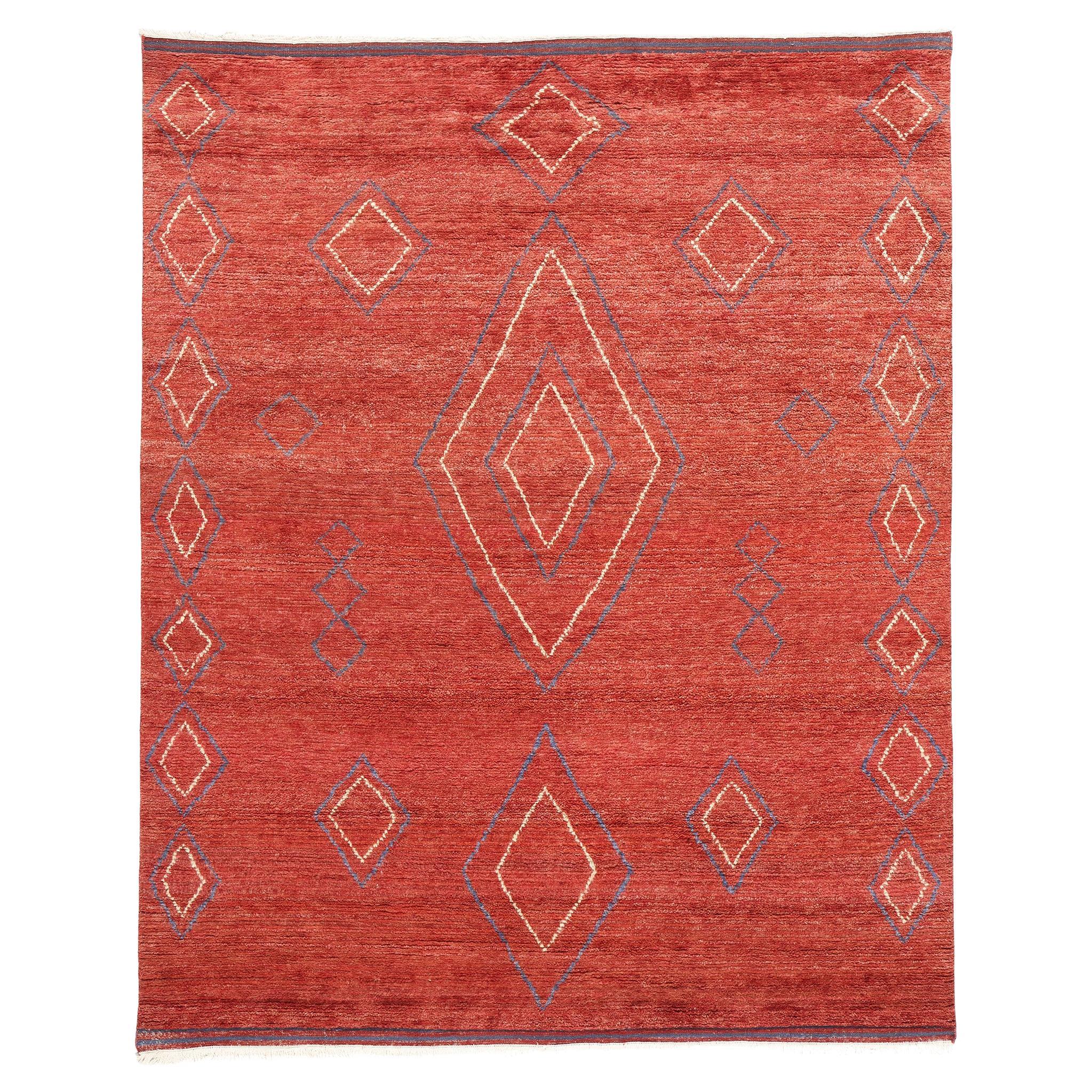 Tapis marocain rouge moderne Crimson Nomad, 08'01 x 10'00