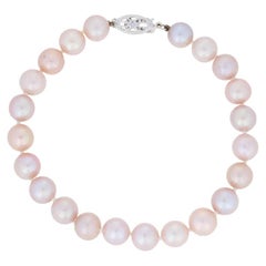 New Cultured Pearl Bracelet, 14k White Gold Knotted Strand