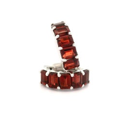 New Custom 14k White Gold 2.85ctw Garnet Huggie Earrings w/ Fancy Push Button