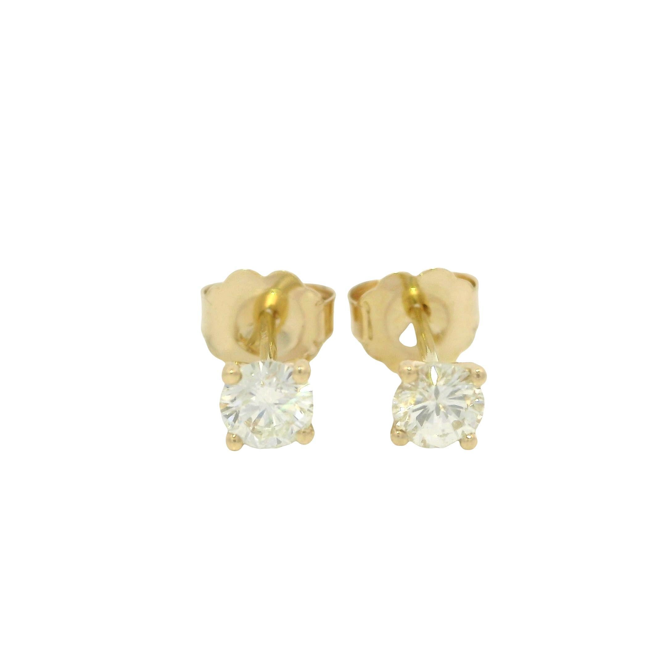 New Custom 14k Yellow Gold 0.42ctw Round Diamond Classic Martini Stud Earrings