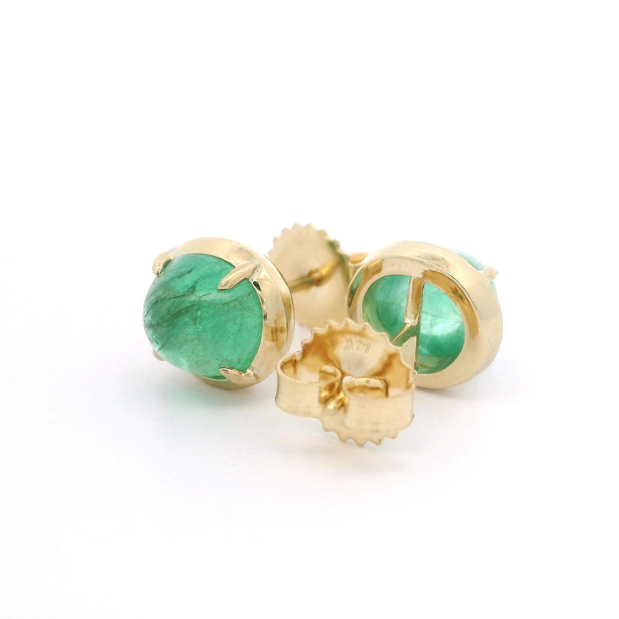 New Custom 14k Yellow Gold 2.82ctw Lively Oval Emerald Classic Stud Ears Pour femmes en vente
