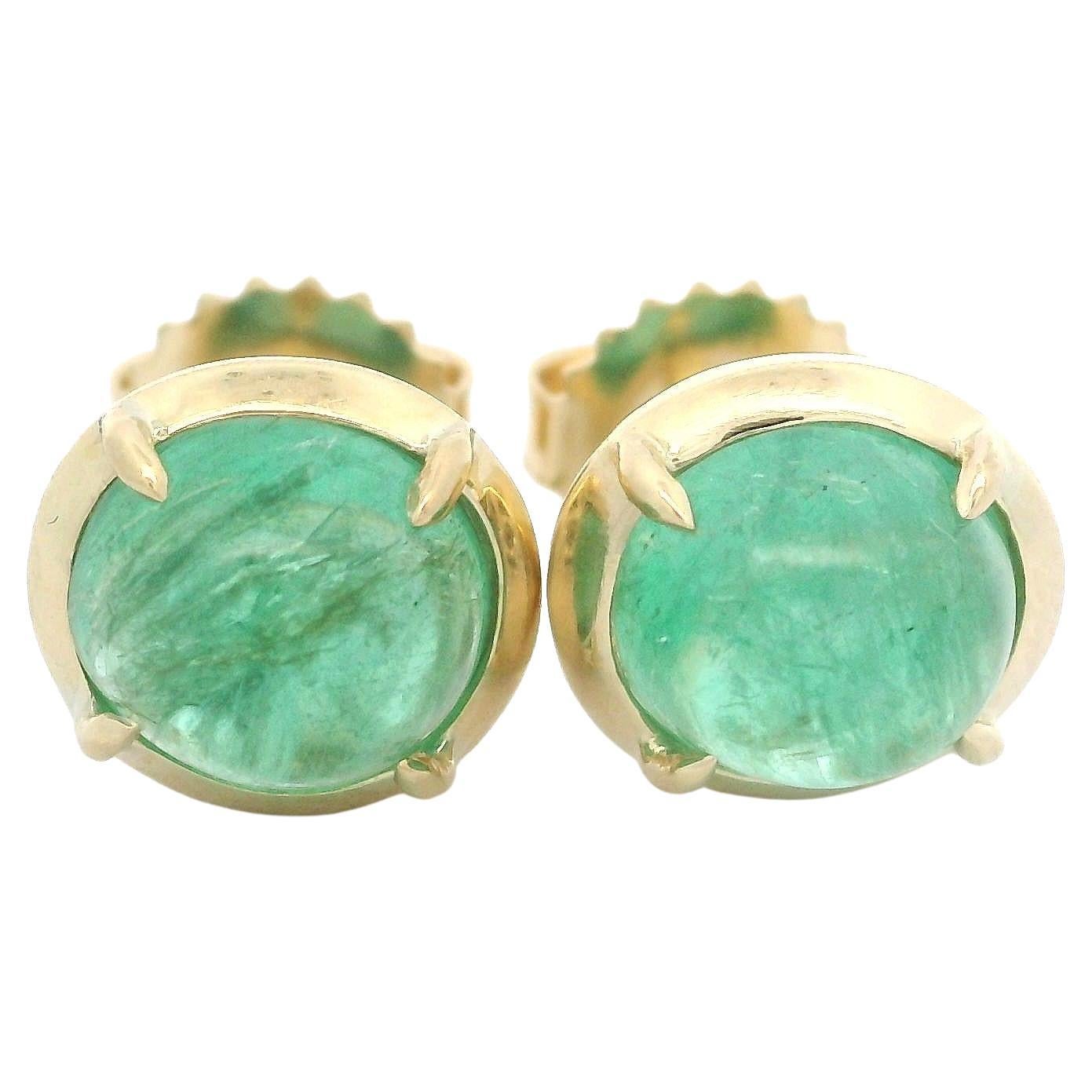 New Custom 14k Yellow Gold 2.82ctw Lively Oval Emerald Classic Stud Earrings