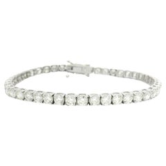 New Custom 18k White Gold 9.07ctw VS Round Diamond Tennis Line Link Bracelet
