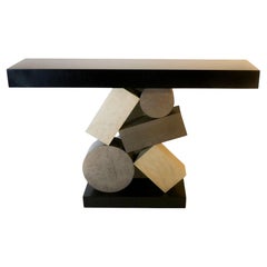 New Custom Made Console in grey and Black Tinded Marquetry By Aymeric Lefort