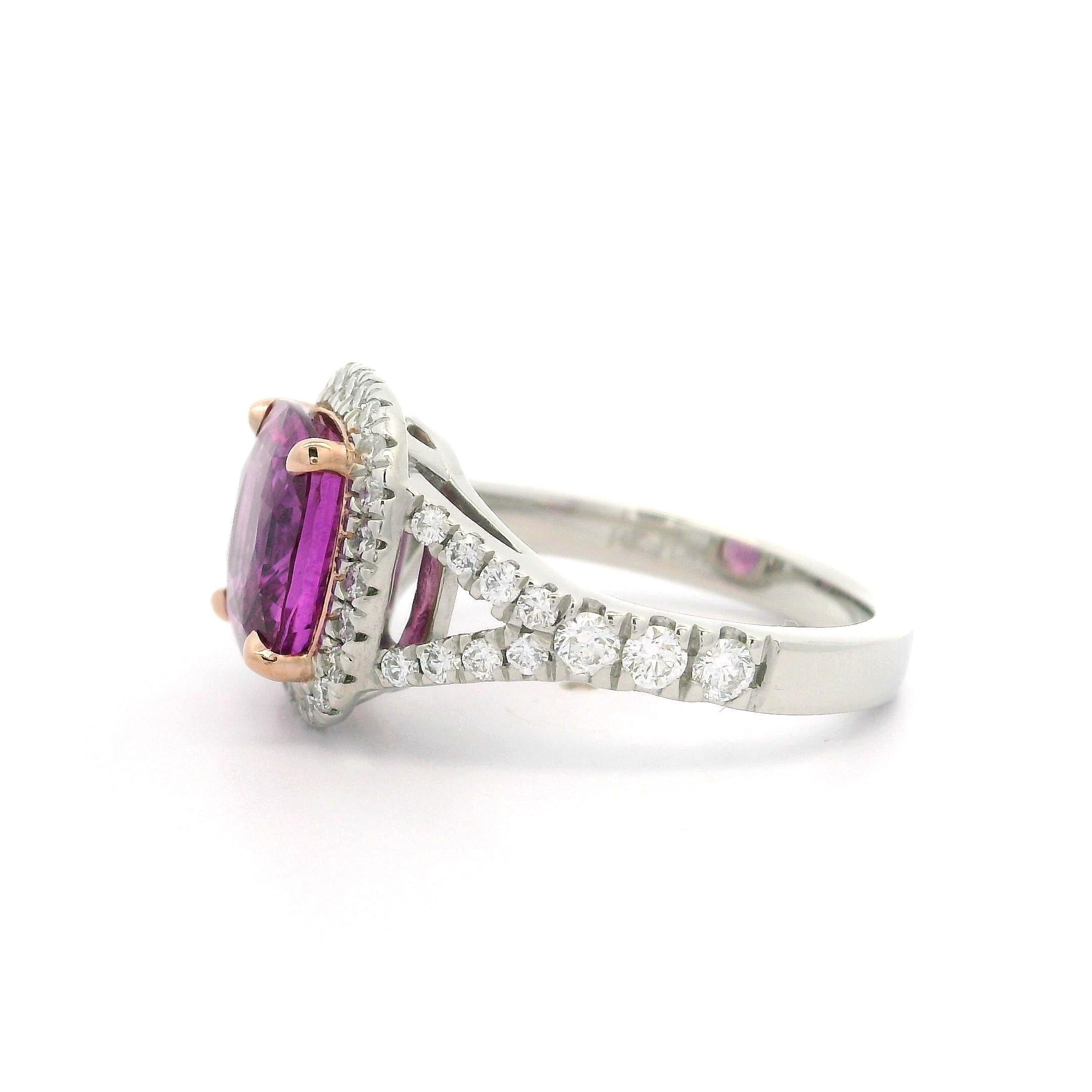 Nuevo Anillo de Diamantes Zafiro Rosa de Platino 14k Oro Rosa GIA 4,99ctw Hecho a Medida en venta 6