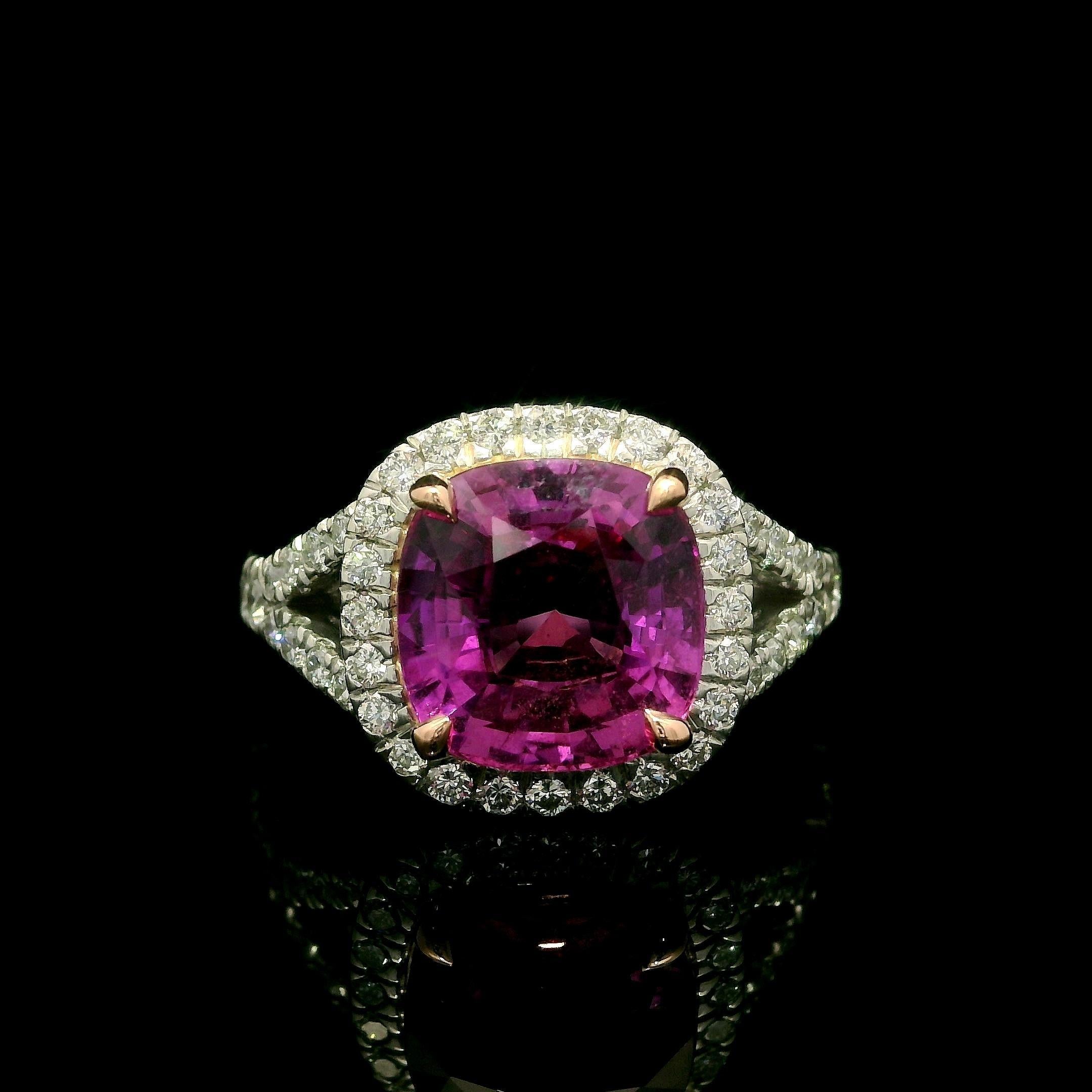 Nuevo Anillo de Diamantes Zafiro Rosa de Platino 14k Oro Rosa GIA 4,99ctw Hecho a Medida en venta 8
