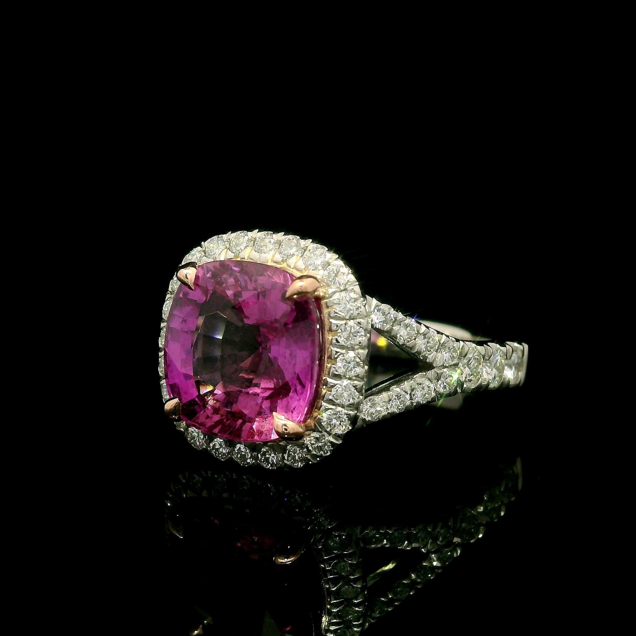 Nuevo Anillo de Diamantes Zafiro Rosa de Platino 14k Oro Rosa GIA 4,99ctw Hecho a Medida en venta 9