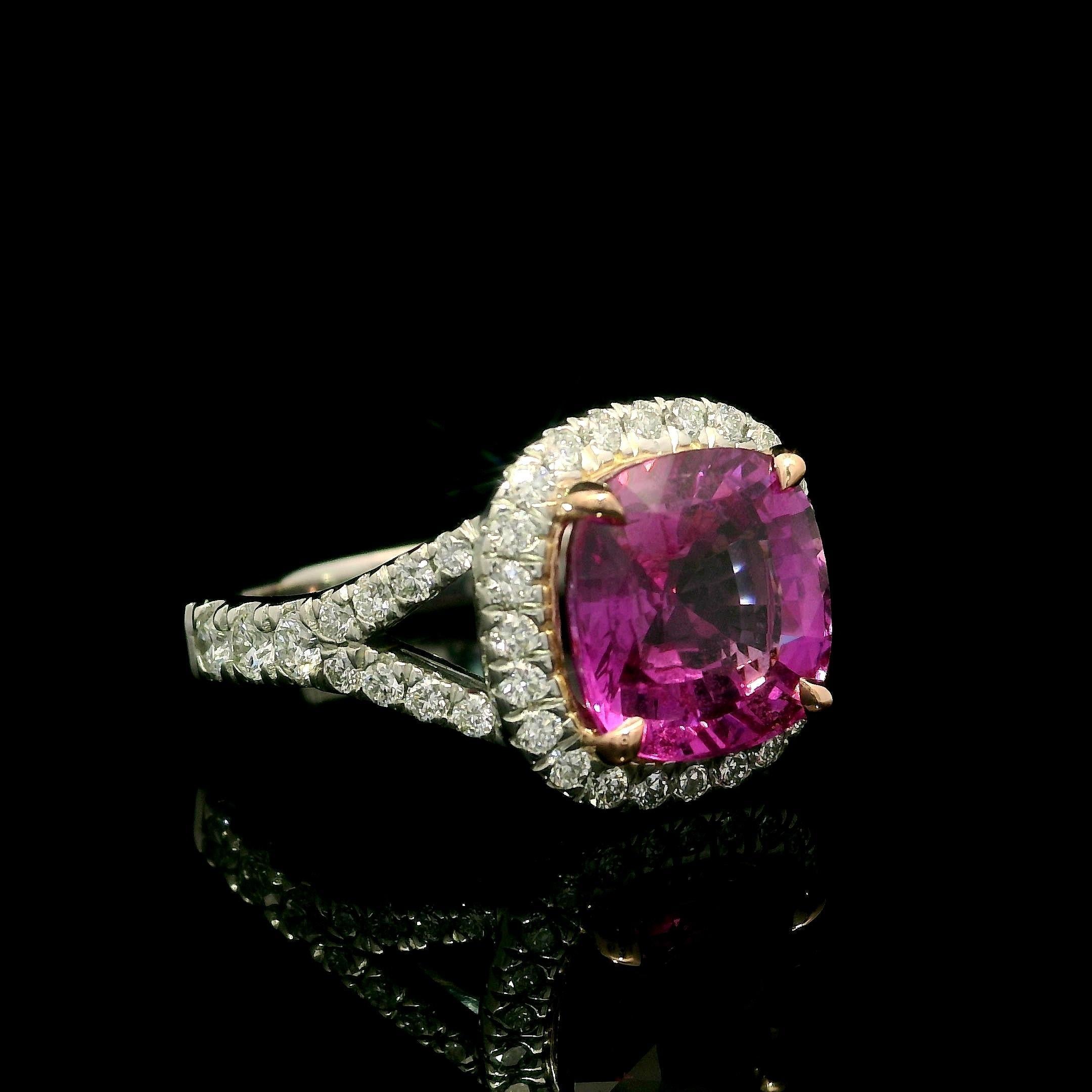 Nuevo Anillo de Diamantes Zafiro Rosa de Platino 14k Oro Rosa GIA 4,99ctw Hecho a Medida en venta 10