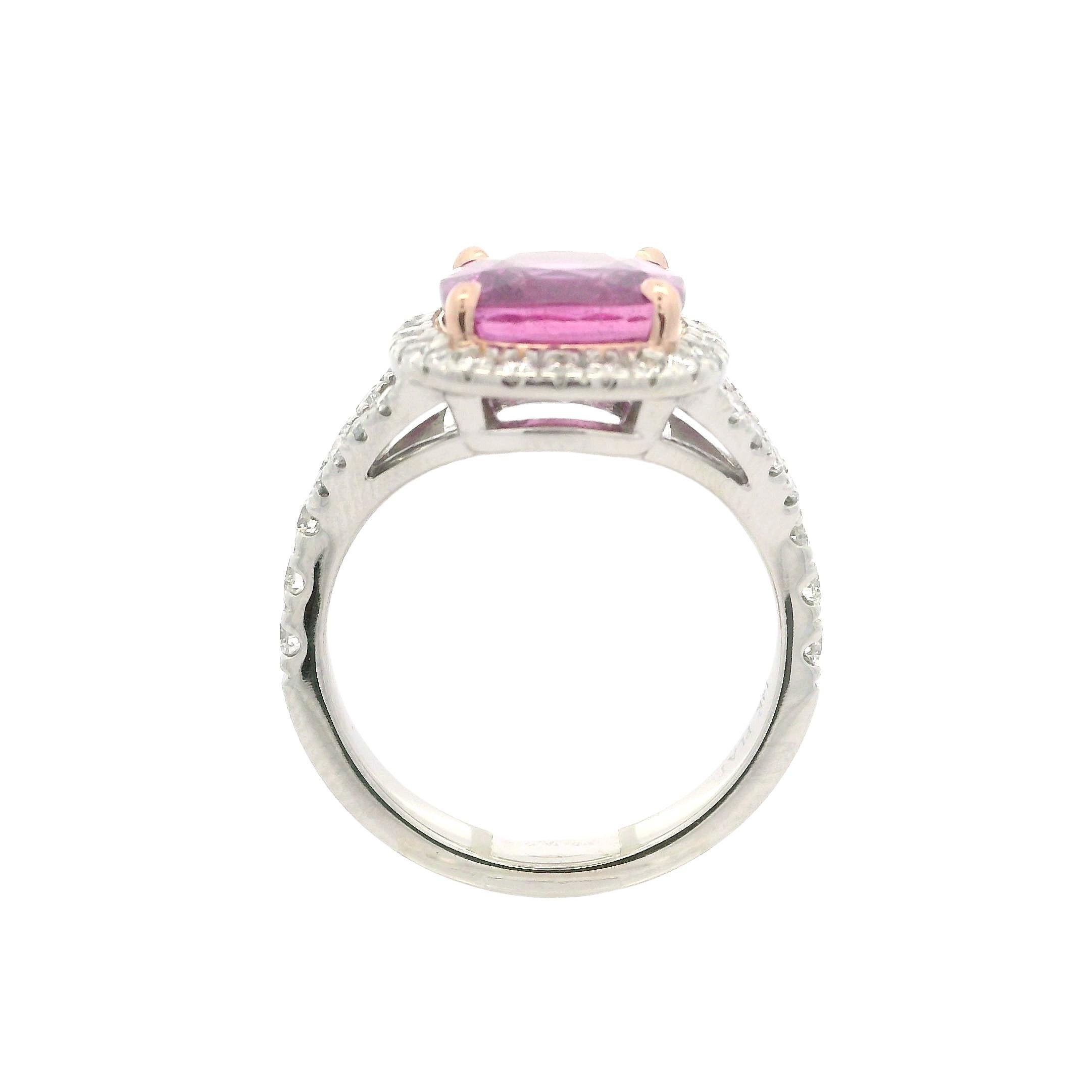 Nuevo Anillo de Diamantes Zafiro Rosa de Platino 14k Oro Rosa GIA 4,99ctw Hecho a Medida en Nuevo estado para la venta en Montclair, NJ