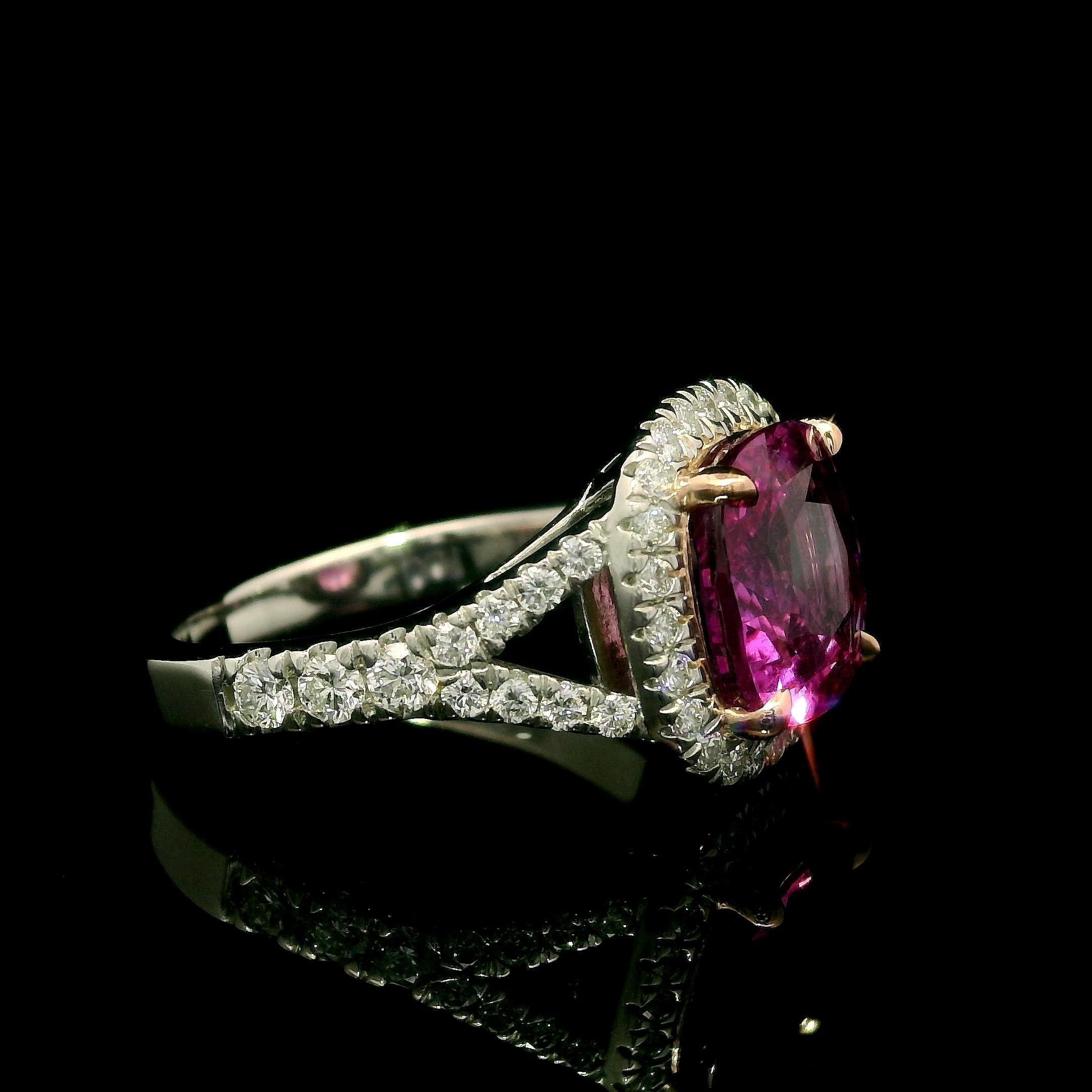 De las mujeres Nuevo Anillo de Diamantes Zafiro Rosa de Platino 14k Oro Rosa GIA 4,99ctw Hecho a Medida en venta