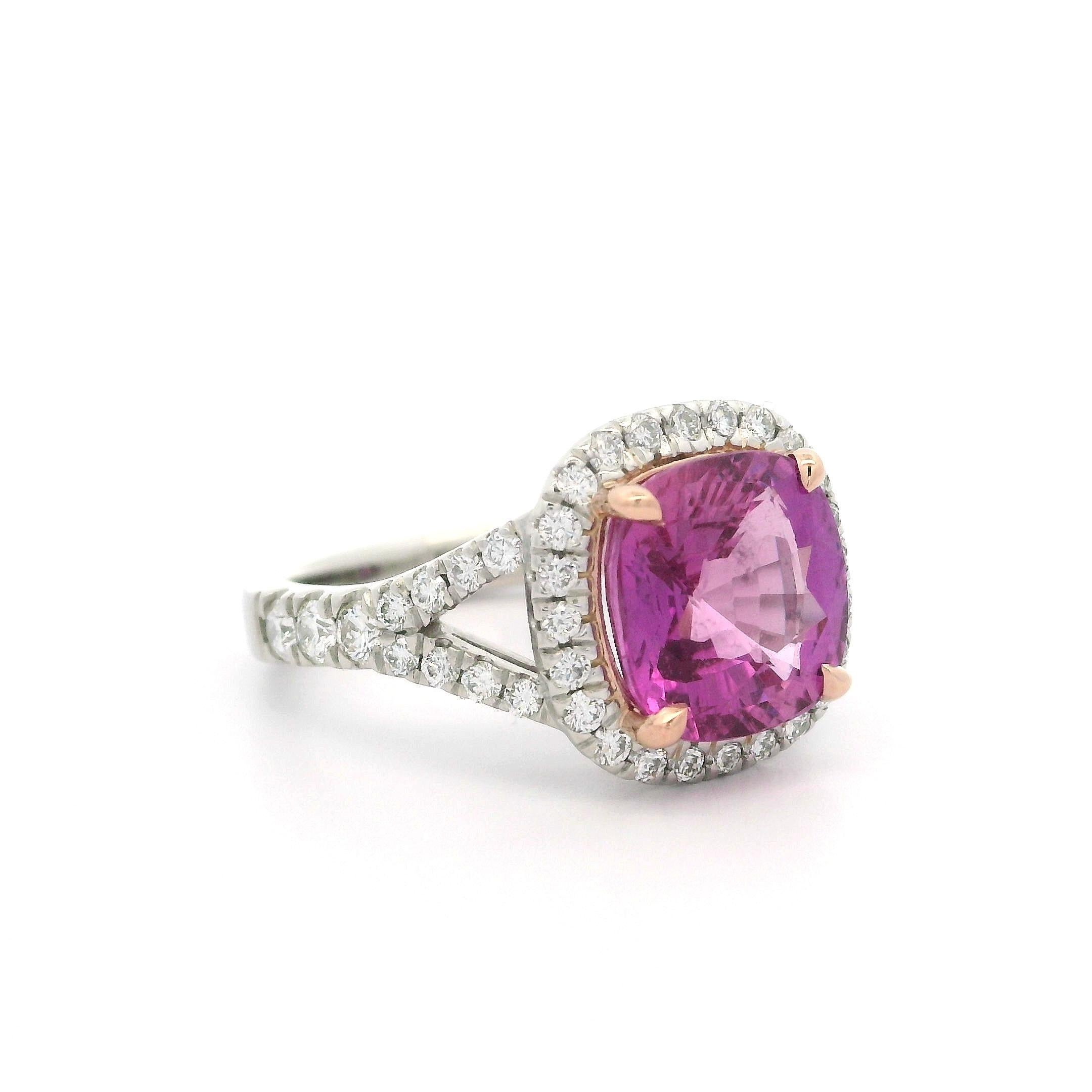 Nuevo Anillo de Diamantes Zafiro Rosa de Platino 14k Oro Rosa GIA 4,99ctw Hecho a Medida en venta 4