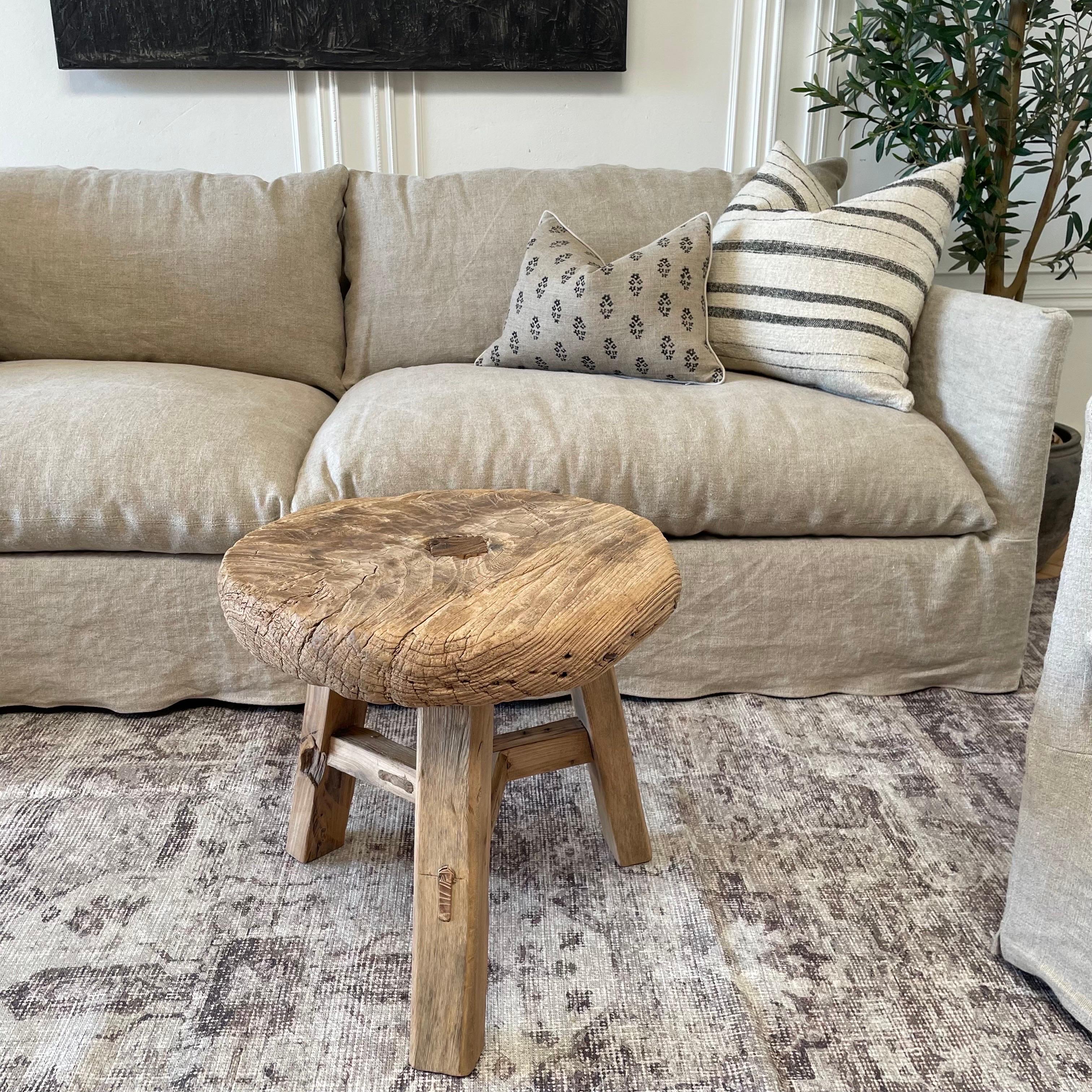 New Custom Stone Washed Irish Linen Slip Covered Sofa with Down Alt Cushions For Sale 3